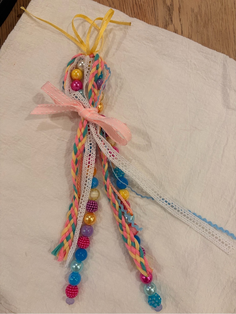 LileeLoo ribbon charm beaded and braided with Pink Bow